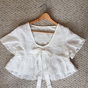 SOLD Eyelet embroidered crop babydoll top